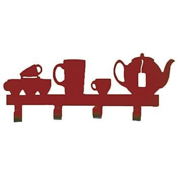 Appendino 4 posti in ferro rosso (kit da 3)