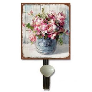 Appendino 1 posto in ferro con fiori (kit da 10)