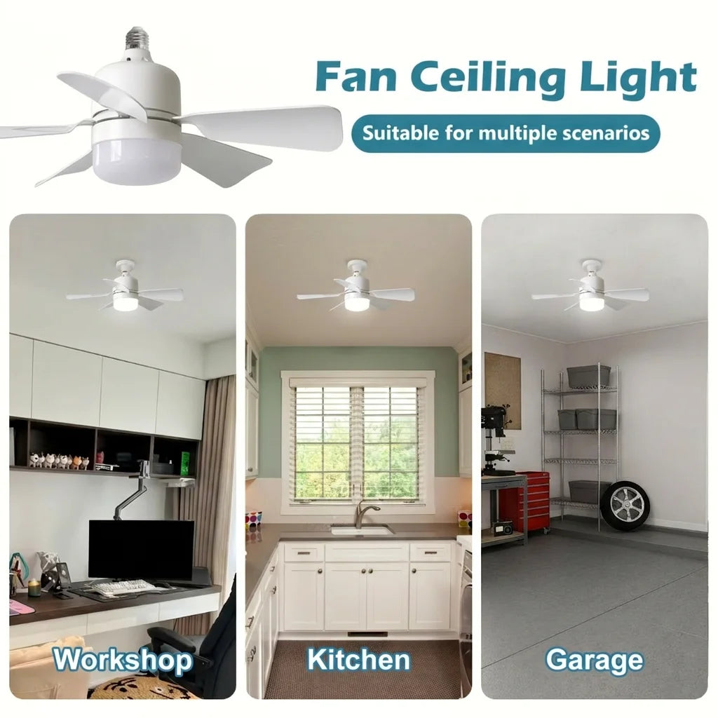 Ventilatore da Soffitto con Luce 30W, Telecomando e Dimmer, Moderna Lampada LED con Base E27, Adatto per – foto 2