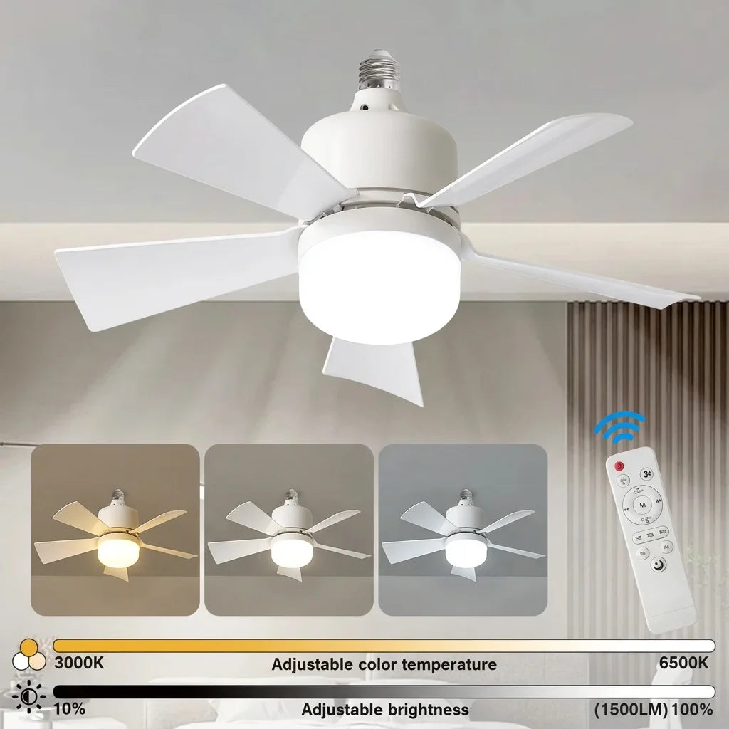 Ventilatore da Soffitto con Luce 30W, Telecomando e Dimmer, Moderna Lampada LED con Base E27, Adatto per – foto 7