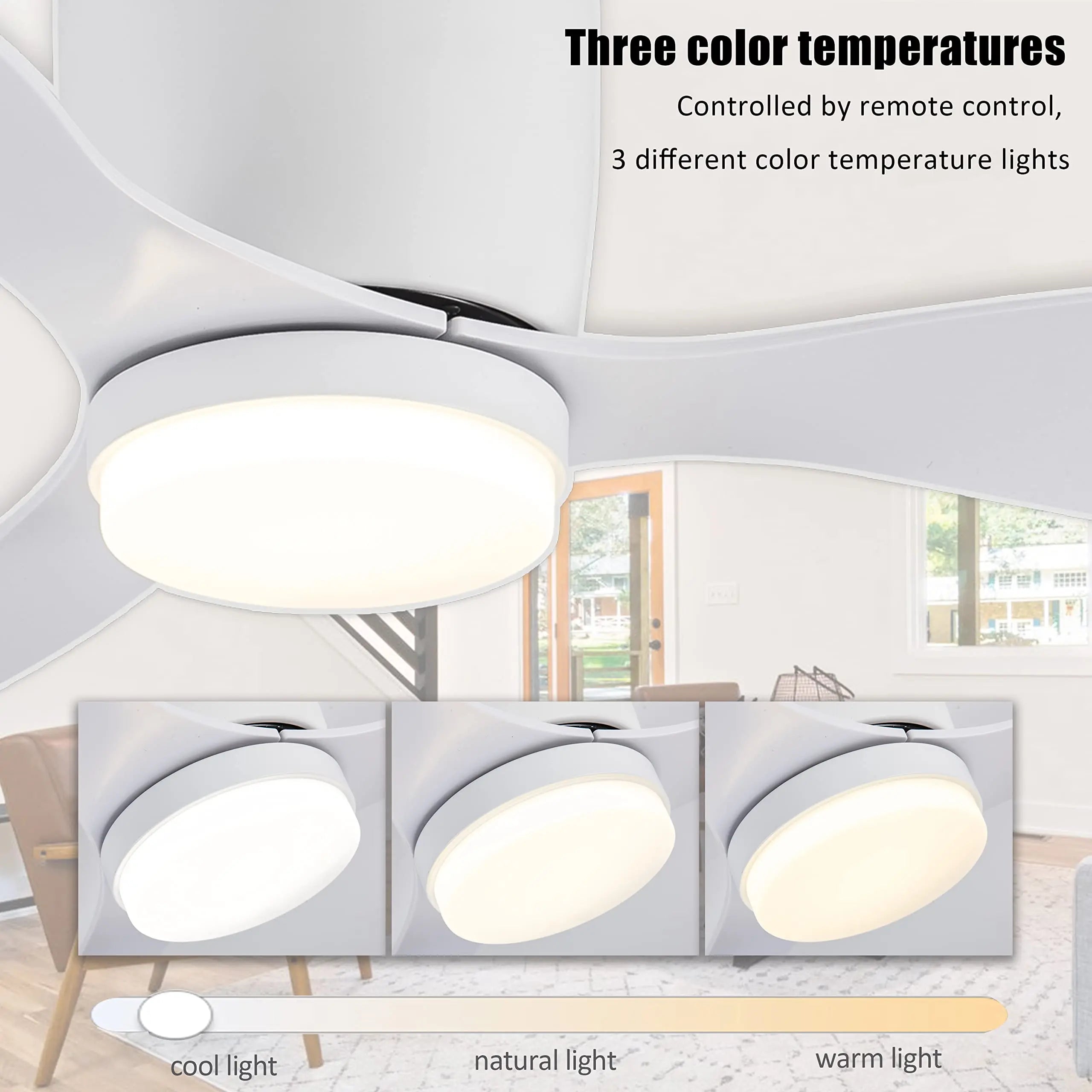 Ventilatore da soffitto con luce, 6 velocità e pale reversibili – dettaglio 2