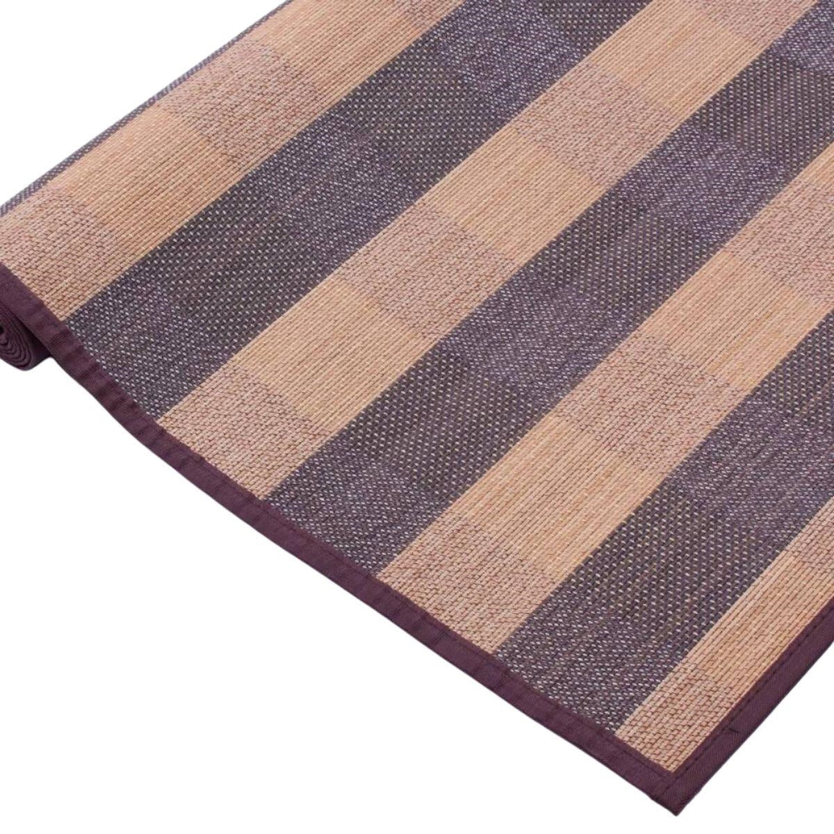 Tappeto in bambù a righe marrone e naturale, 120x180 cm