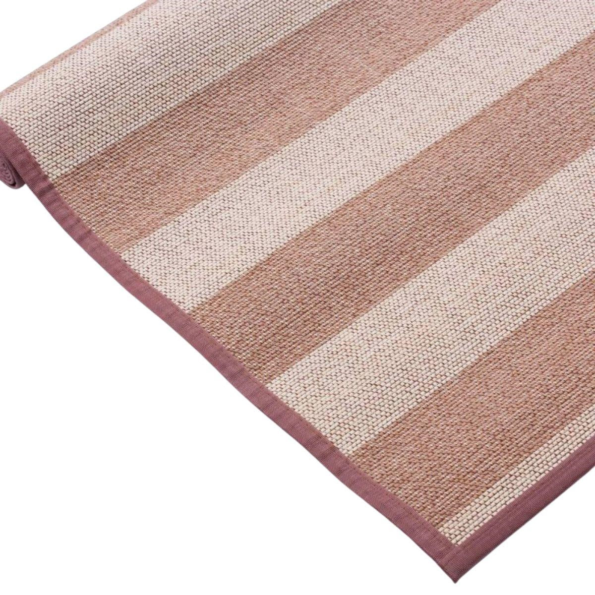 Tappeto in bambù a righe nocciola e naturali, 150x210 cm