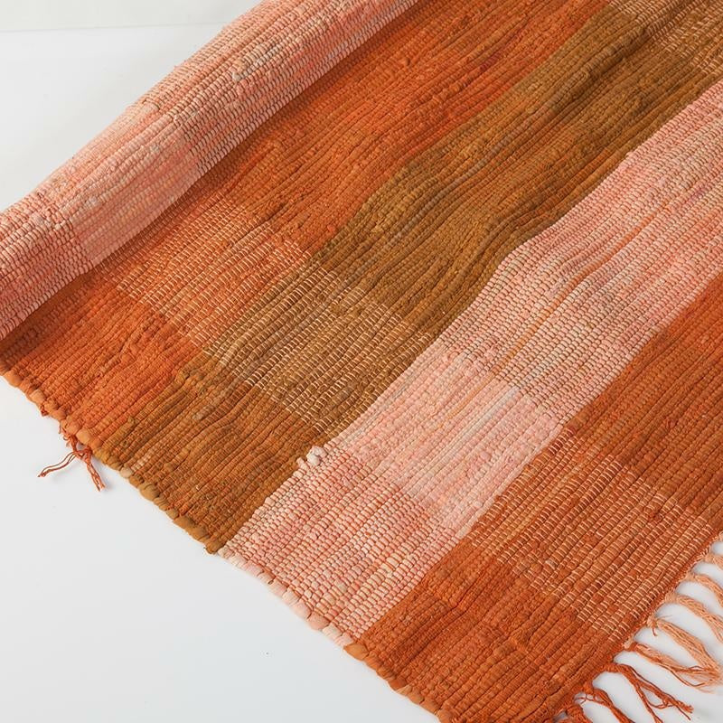 Tappeto in cotone arancione con frange, 120x180 cm
