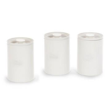 Barattoli in latta crema per sale, zucchero e caffè, Ø11H16 cm (kit da 3)