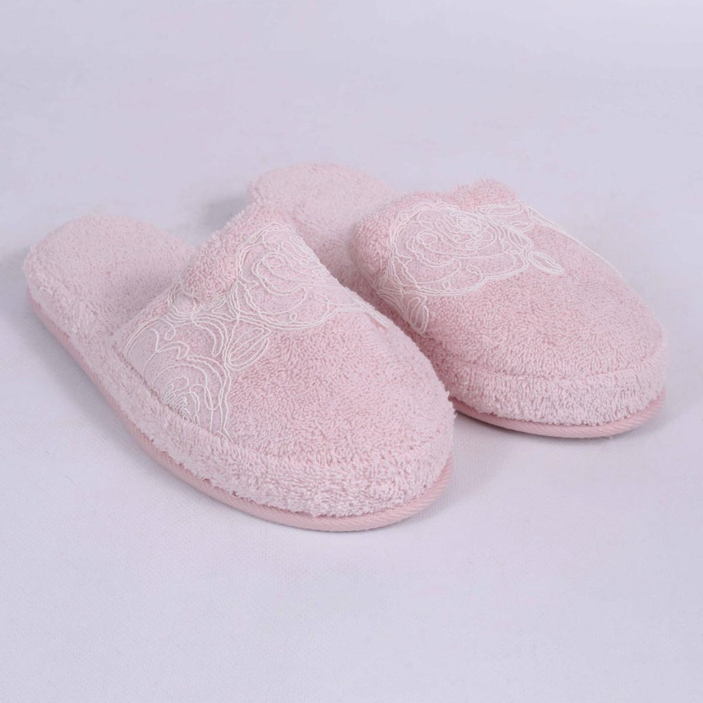 Ciabatte rosa con coppia di asciugamani rosa (kit da 3)