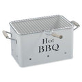 Barbecue a carbonella in latta bianca