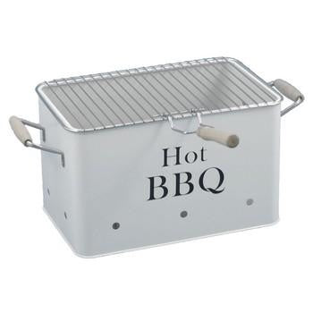 Barbecue a carbonella in latta bianca