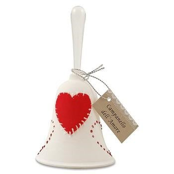 Campanella Amore in vetro satinato con cuore rosso (kit da 10)