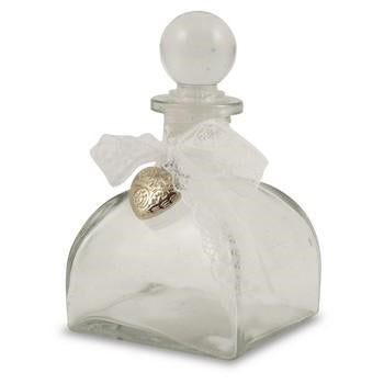 Bottiglietta in vetro con fiocco bianco, 8x8H14 cm (kit da 10)