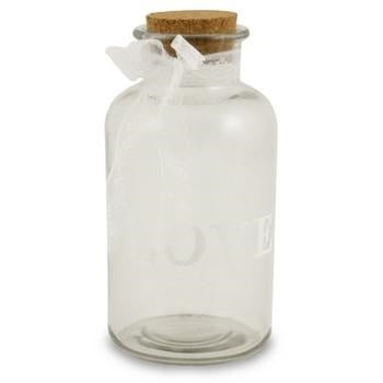 Bottiglietta in vetro Love con fiocco bianco, Ø10H20 cm (kit da 10)