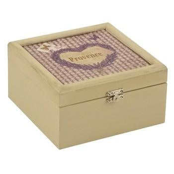 Scatola latta "lavanda" quadrata, 20x20x10 cm