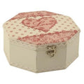 Scatola ottagonale tessuto rosso, Ø19x8 cm