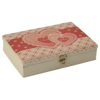 Scatola ret.bianco tessuto rosso, 24x17x6 cm