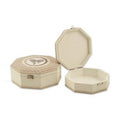 Scatola ottoganale bia tess beige, Ø19x8 cm