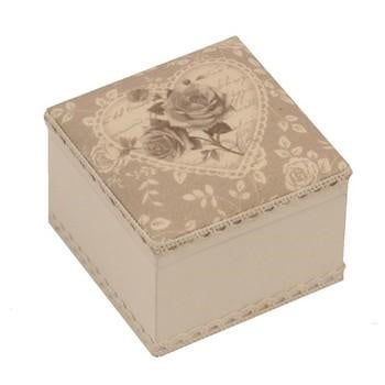 Scatola bianca quadrata con coperchio in tessuto a fiori, 10x10x8,5 cm (kit da 5)