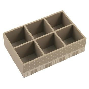 Scatola aperta in legno a righe marroni, 6 scomparti (kit da 3)