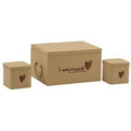 Scatola in latta beige con cuore marrone, 30x23x17 cm