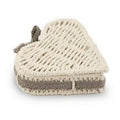 Scatola a cuore in corda e carta bianca con fiocco grigio, 14,5x14,5H5 cm (kit da 10)
