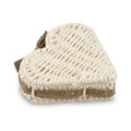 Scatola a cuore in corda e carta bianca con fiocco marrone, 14,5x14,5x5 cm (kit da 10)