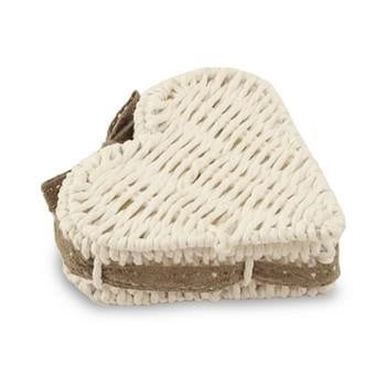 Scatola a cuore in corda e carta bianca con fiocco marrone, 14,5x14,5x5 cm (kit da 10)