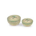 Scatola tonda in erba naturale e verde (kit da 3)