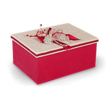 Scatola juta rossa pieghevole, 41x31x19 cm