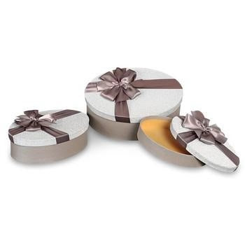 Scatola ovale silver, 28x20x10/25x18x7/22x15x4 cm