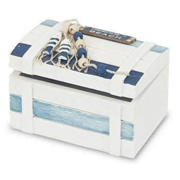 Scatolina bianca e blu con pesciolini, 17x11H11,5 cm (kit da 5)