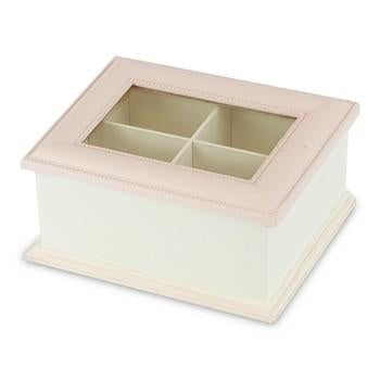 Scatola p.bustine tea 4 crema/rosa, 20x17x9,5 cm