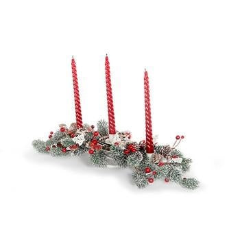 Portacandele a 3 posti con candele rosse incluse (kit da 3)
