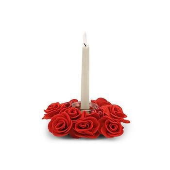 Candeliere centrotavola a 1 posto con rose rosse (kit da 5)