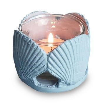 Candeliere con conchiglie azzurre, Ø8H6,5 cm (kit da 10)