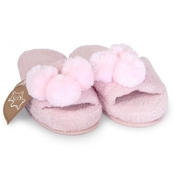 Ciabatte in spugna rosa con pon pon (kit da 3)