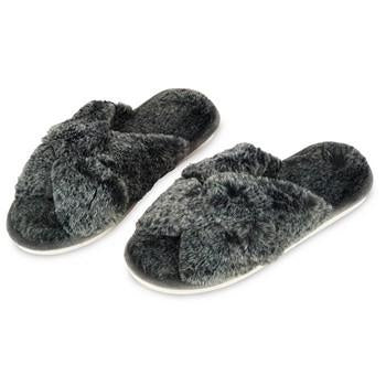 Coppia di ciabatte in pelliccia grigia, taglia 39/40 (kit da 3)