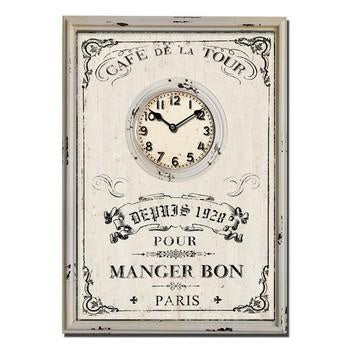 Orologio da muro rettangolare in legno bianco