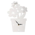 Orologio da muro con vaso di fiori bianchi (kit da 3)