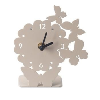 Orologio da tavolo con farfalle color tortora (kit da 5)
