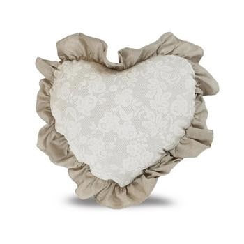 Cuscino a cuore con roselline bianche, imbottitura inclusa (kit da 3)