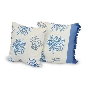 Cuscini con corallo blu, set di 2