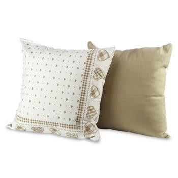 Set di 2 cuscini in tessuto beige con cuori (kit da 3)