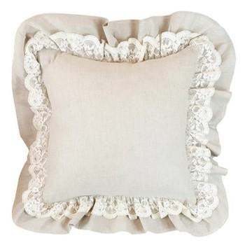 Cuscino con volant e imbottitura inclusa, collezione Romantic Linen