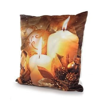 Fodera per cuscino con 3 luci, decoro candela bianca, 40x40 cm (kit da 10)