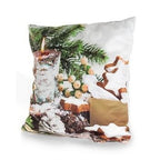 Fodera per cuscino candela innevata con 3 luci, 40x40 cm (kit da 10)