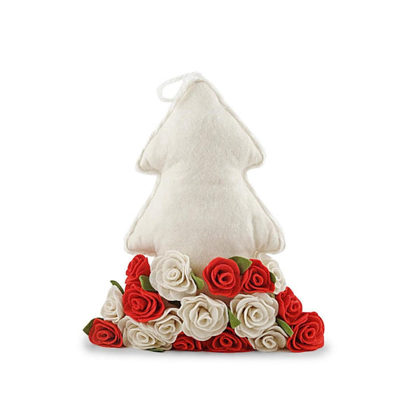 Cuscino albero bianco rose rosso /bia, 33x13x40 cm
