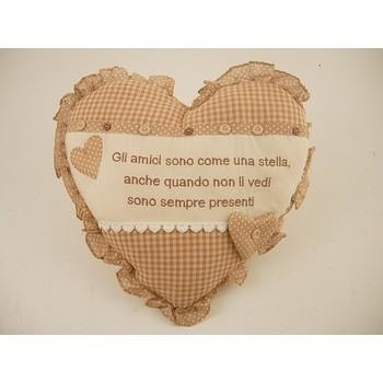 Cuscino a cuore a quadri e pois marroni (kit da 3)