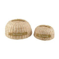 Copri vivande tondo in vimini white wash con fodera beige (kit da 3)