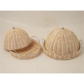 Copri vivande in cromo e midollino, set da 2 (kit da 3)