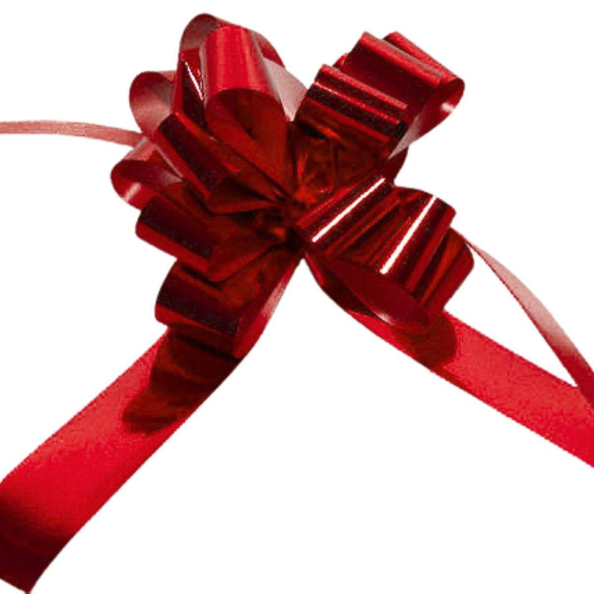 Nastro fiocco rapido rosso lucido da confezione, 19 mm (kit da 10)