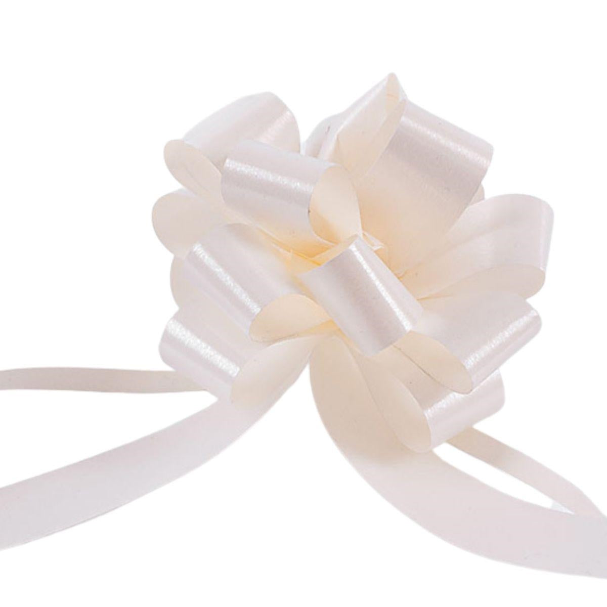 Fiocco autotirante in PVC color panna, 19 mm, confezione da 50 (kit da 10)